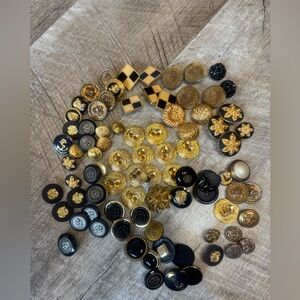 Vintage Gold and Black-Tone Button Collection .903 lbs